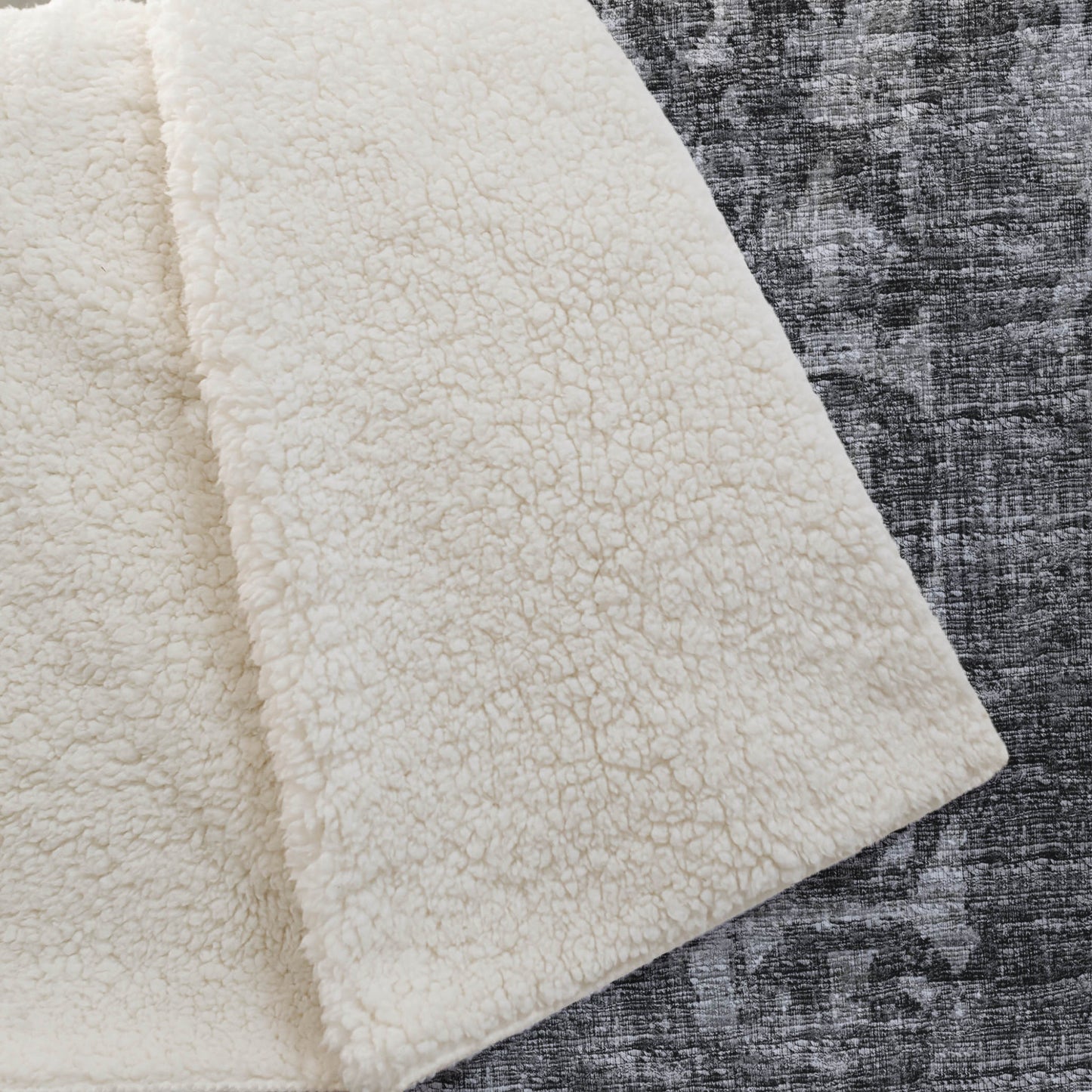 50" X 70" Black And Gray Damask Polyester Woven Plush Throw Blanket