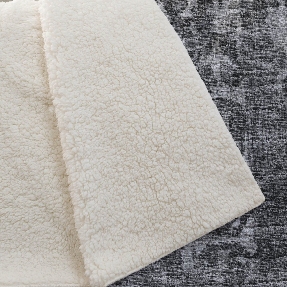 50" X 70" Black And Gray Damask Polyester Woven Plush Throw Blanket