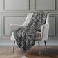 50" X 70" Black And Gray Damask Polyester Woven Plush Throw Blanket