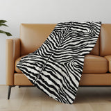50" X 70" Black And Ivory Animal Print Polyester Woven Plush Throw Blanket
