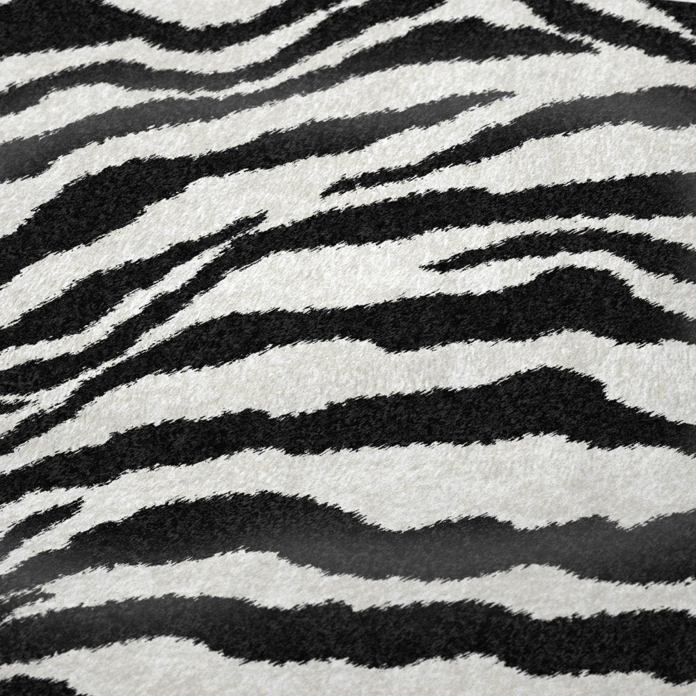 50" X 70" Black And Ivory Zebra Microfiber Plush Throw Blanket