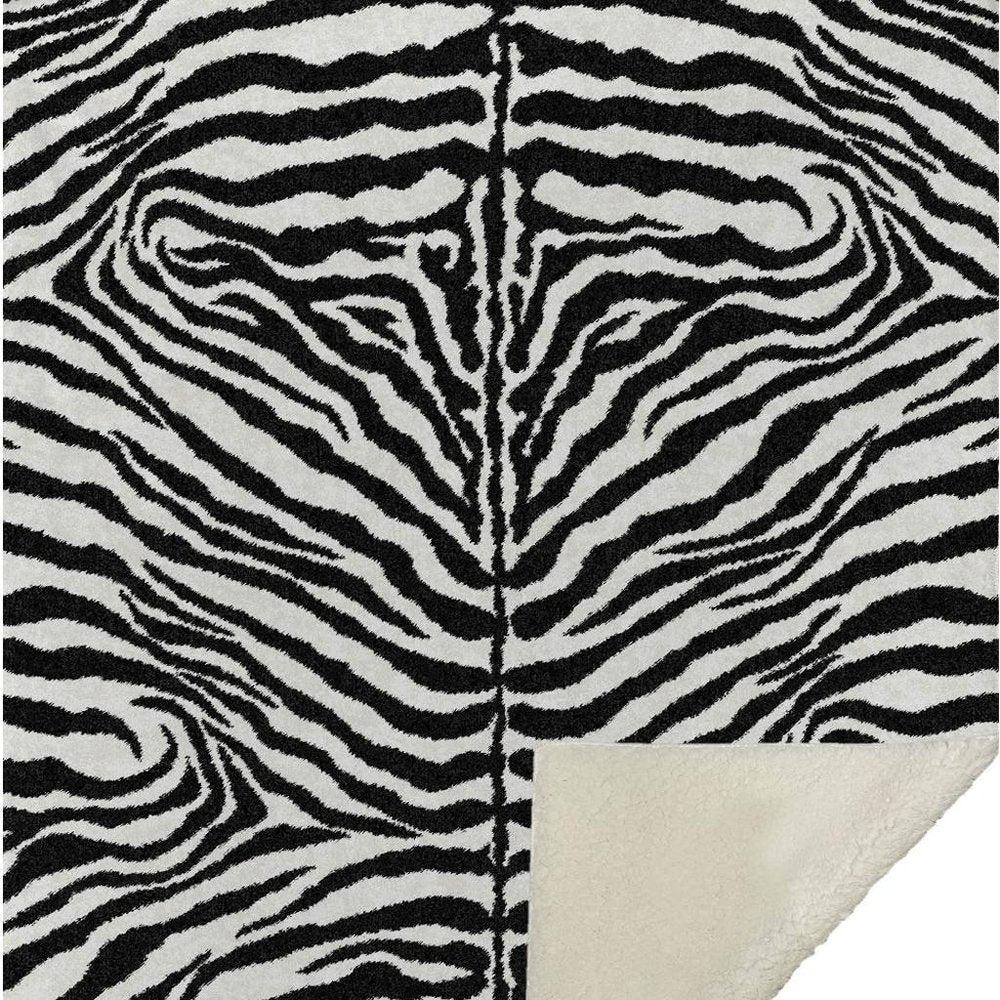50" X 70" Black And Ivory Zebra Microfiber Plush Throw Blanket
