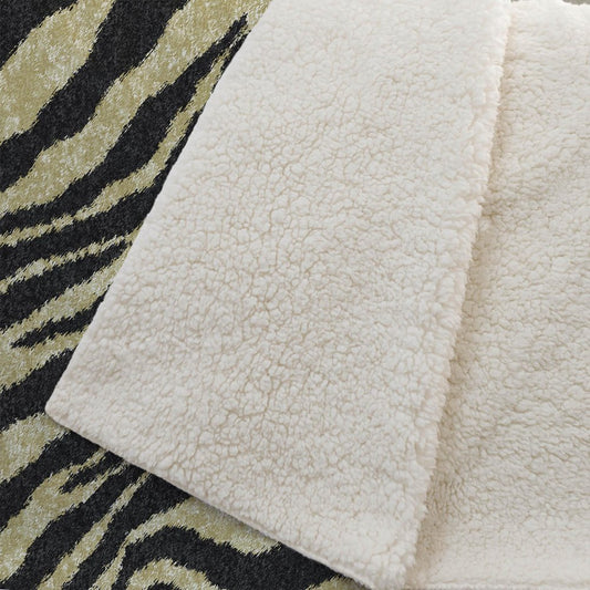 50" X 70" Beige And Black Zebra Plush Throw Blanket