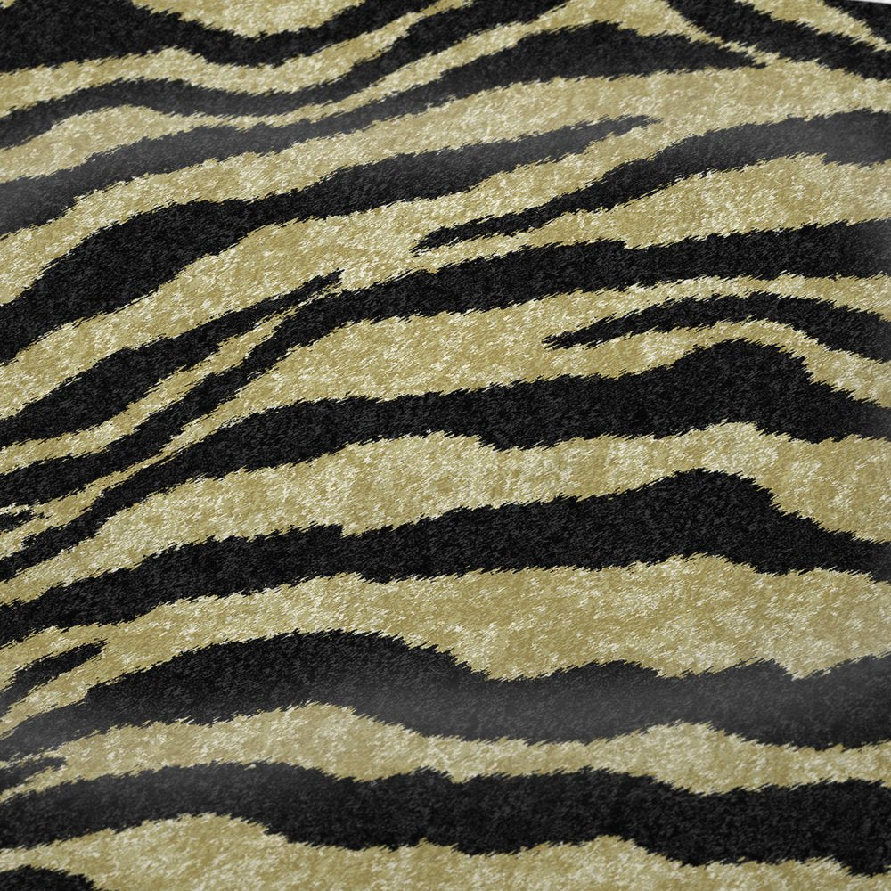 50" X 70" Black And Beige Animal Print Polyester Woven Plush Throw Blanket