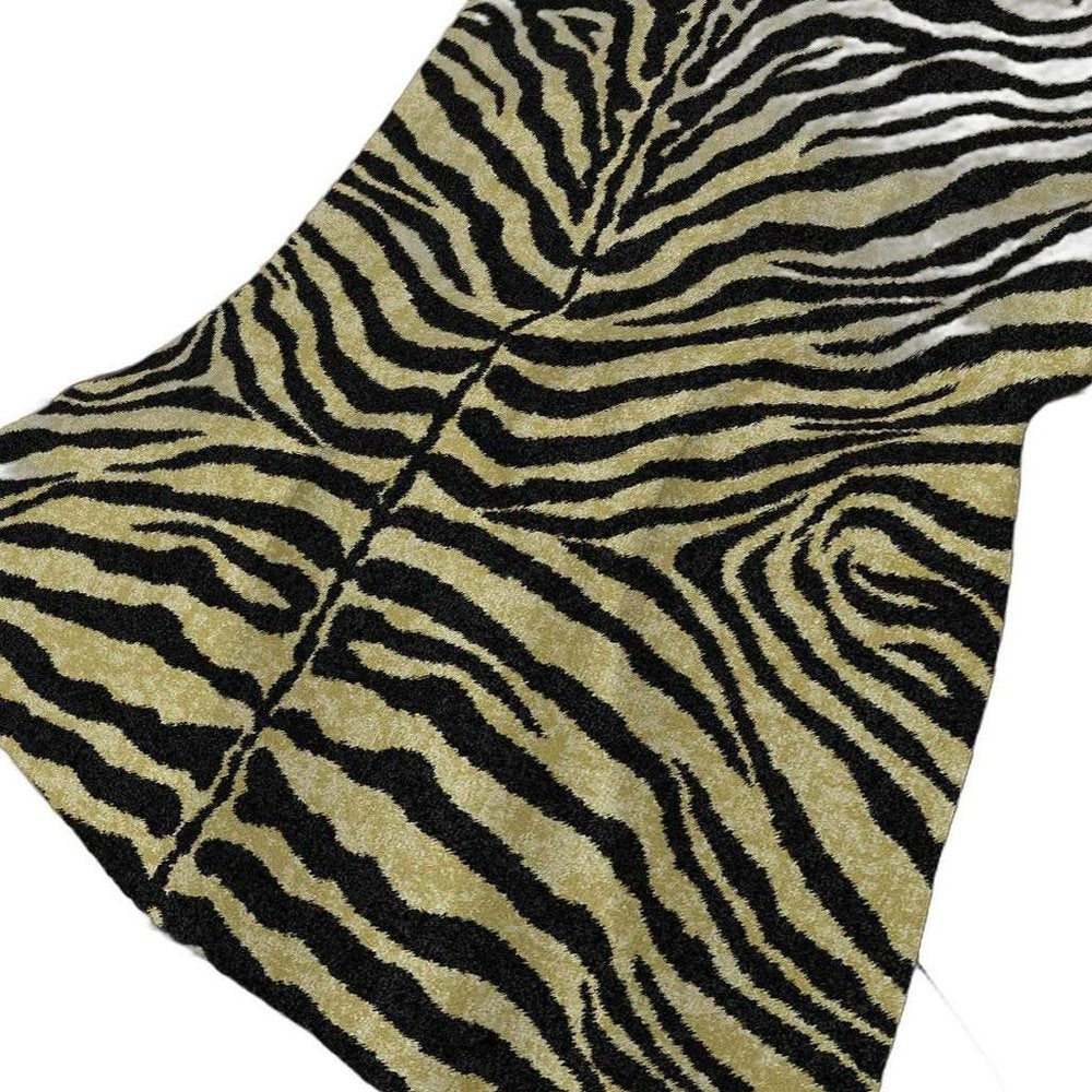 50" X 70" Black And Beige Animal Print Polyester Woven Plush Throw Blanket