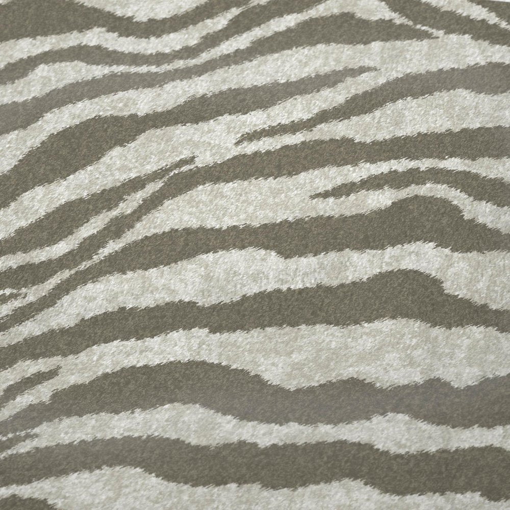 50" X 70" Ivory And Taupe Zebra Plush Throw Blanket