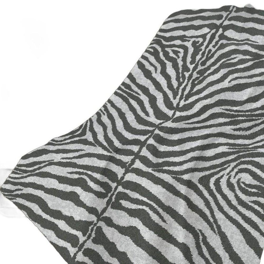 50" X 70" Gray And Ivory Animal Print Polyester Woven Plush Throw Blanket