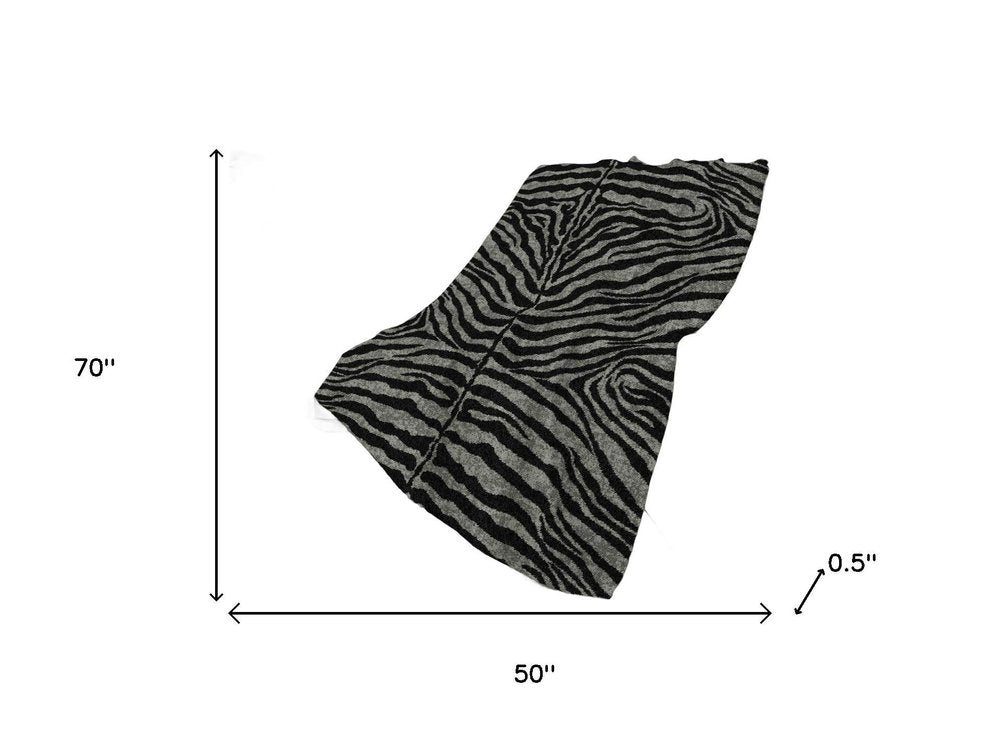 50" X 70" Gray And Black Animal Print Polyester Woven Plush Throw Blanket