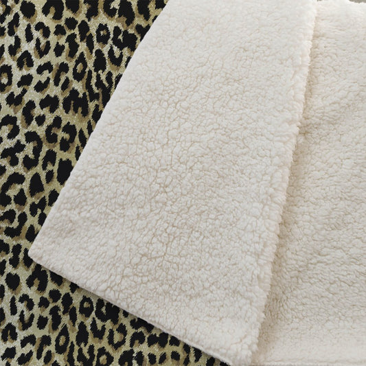 50" X 70" Beige And Black Leopard Plush Throw Blanket