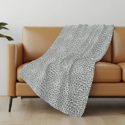 50" X 70" Gray And Ivory Animal Print Polyester Woven Plush Throw Blanket
