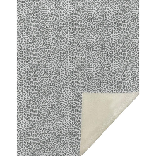50" X 70" Gray And Ivory Leopard Microfiber Plush Throw Blanket