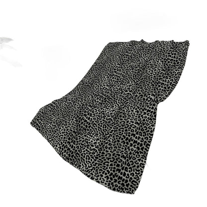 50" X 70" Gray And Black Animal Print Polyester Woven Plush Throw Blanket
