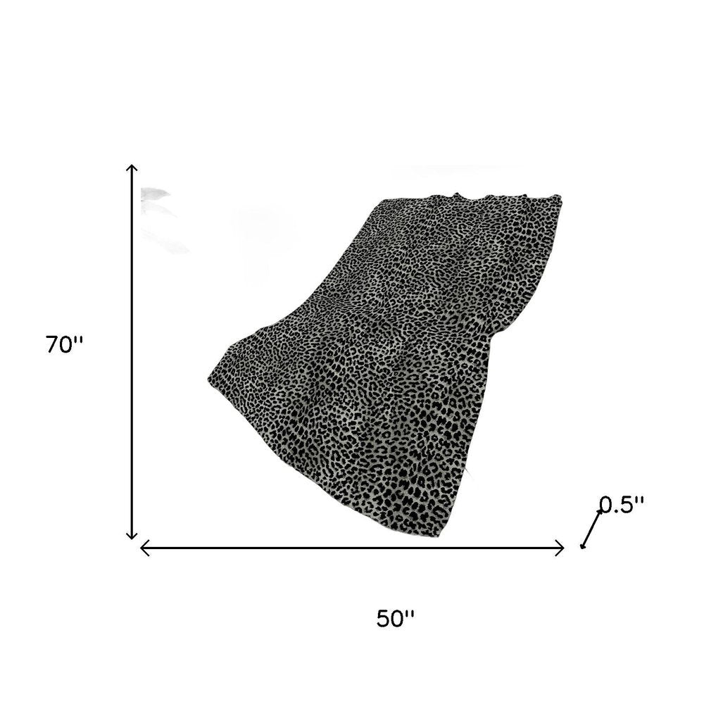 50" X 70" Gray And Black Animal Print Polyester Woven Plush Throw Blanket