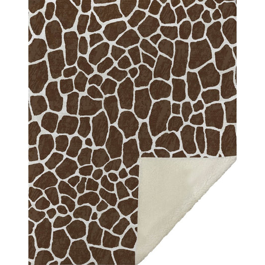 50" X 70" Coffee And Ivory Giraffe Microfiber Plush Throw Blanket