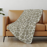 50" X 70" Taupe And Ivory Giraffe Microfiber Plush Throw Blanket