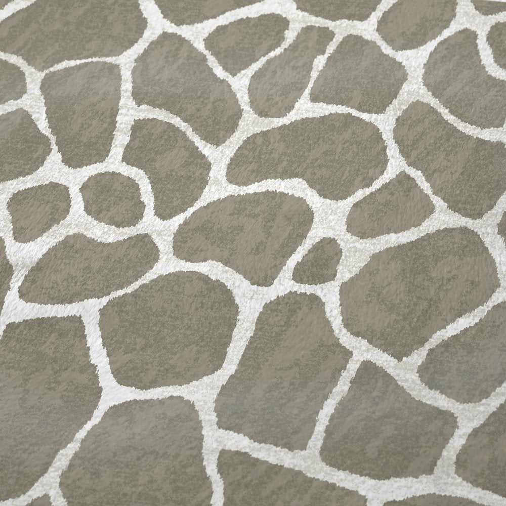 50" X 70" Taupe And Ivory Animal Print Polyester Woven Plush Throw Blanket