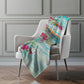 50" X 70" Ivory Pink And Teal Abstract Polyester Woven Plush Throw Blanket