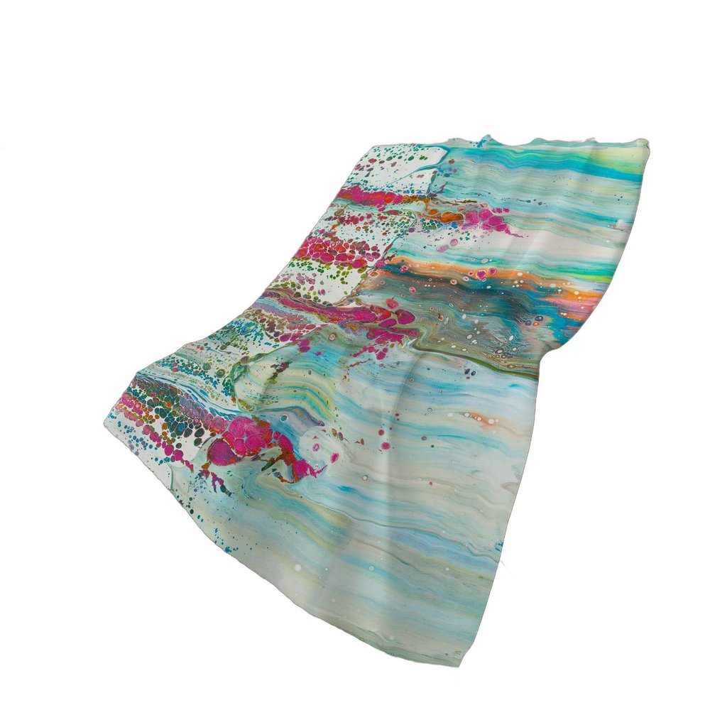 50" X 70" Ivory Pink And Teal Abstract Polyester Woven Plush Throw Blanket