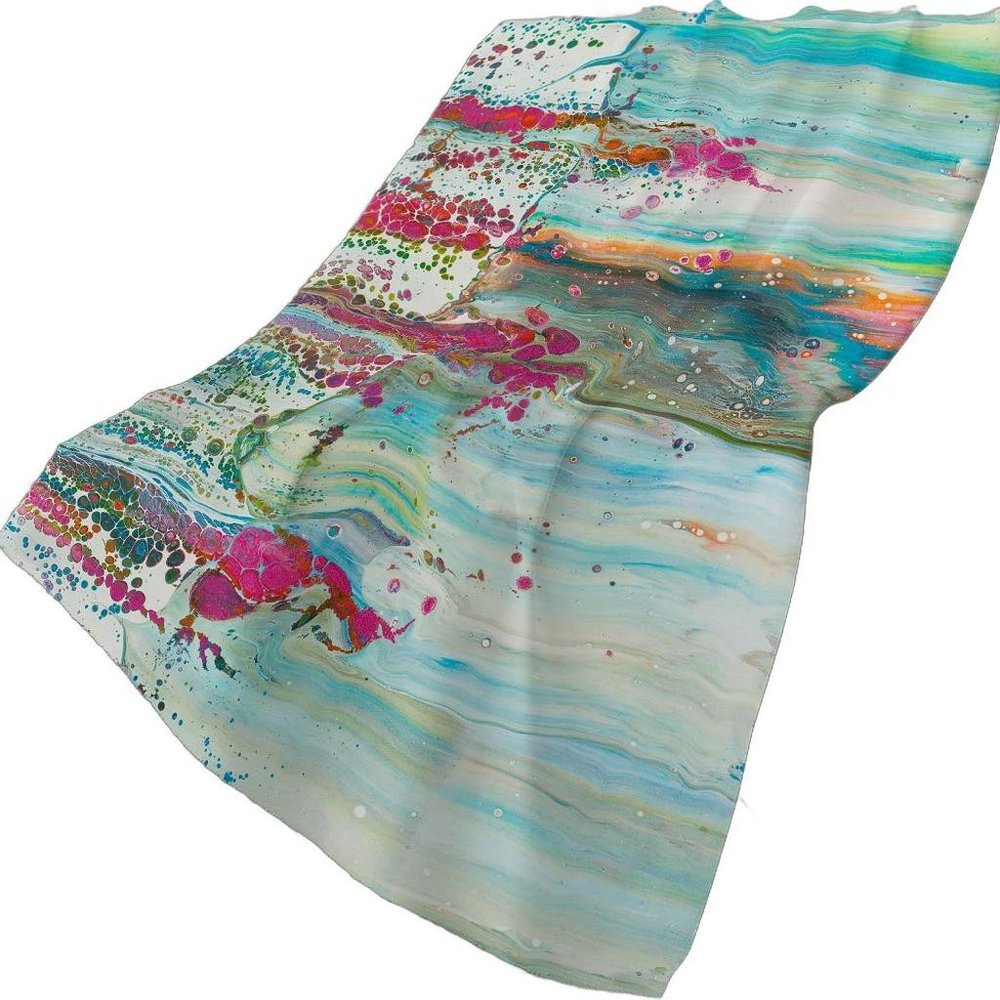 50" X 70" Ivory Pink And Teal Abstract Polyester Woven Plush Throw Blanket