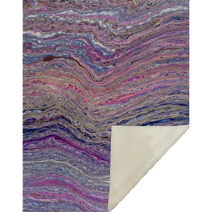 50" X 70" Lavender Blue And Ivory Abstract Microfiber Plush Throw Blanket