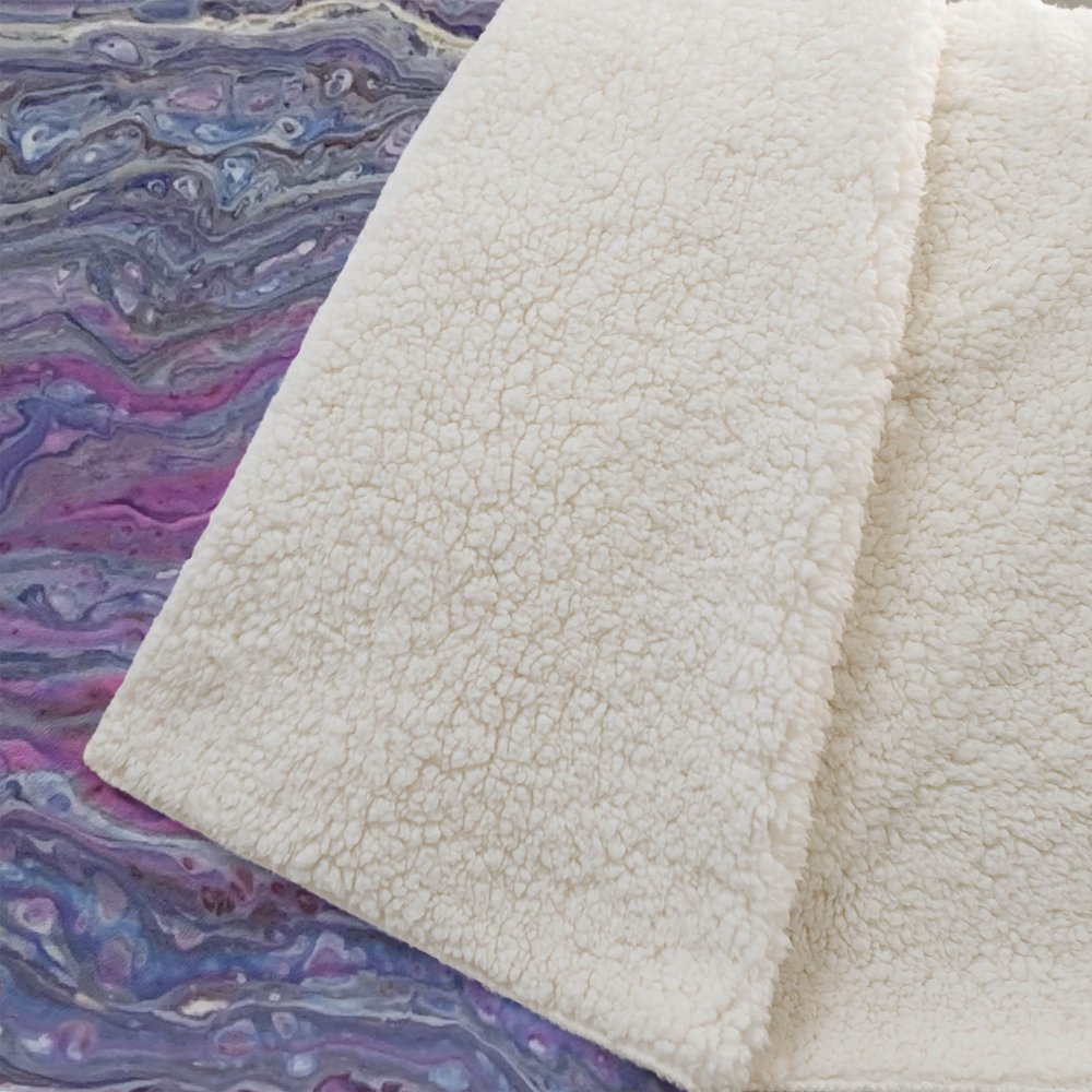 50" X 70" Lavender Blue And Ivory Abstract Microfiber Plush Throw Blanket