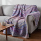 50" X 70" Lavender Blue And Ivory Abstract Microfiber Plush Throw Blanket