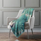 50" X 70" Teal And Ivory Abstract Polyester Woven Plush Throw Blanket