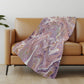 50" X 70" Lavender Pink And Ivory Abstract Polyester Woven Plush Throw Blanket