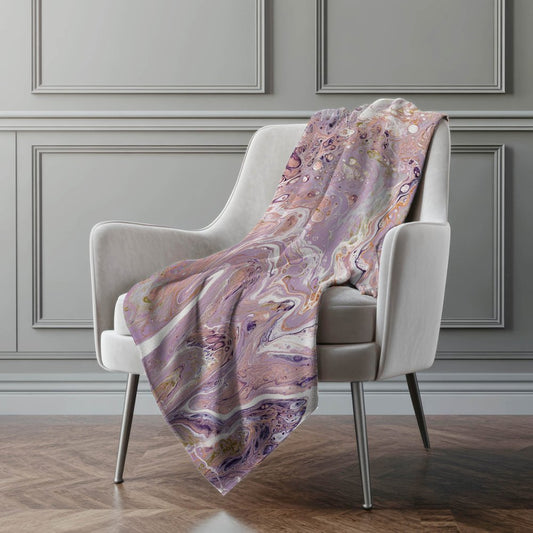 50" X 70" Lavender Pink And Ivory Abstract Polyester Woven Plush Throw Blanket