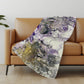 50" X 70" Amethyst And Ivory Abstract Polyester Woven Plush Throw Blanket