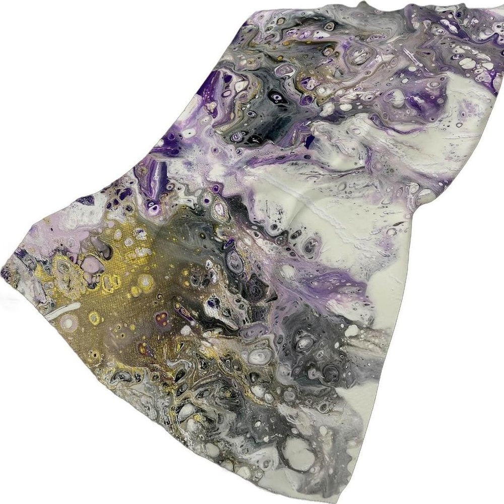 50" X 70" Amethyst And Ivory Abstract Polyester Woven Plush Throw Blanket