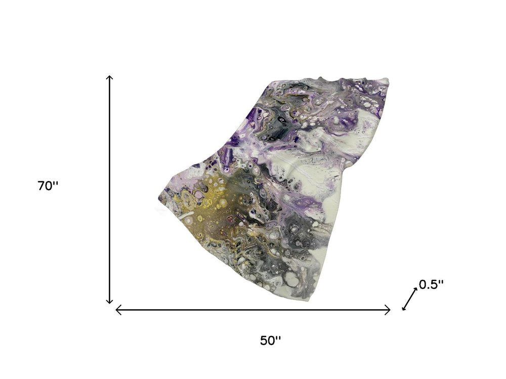 50" X 70" Amethyst And Ivory Abstract Polyester Woven Plush Throw Blanket