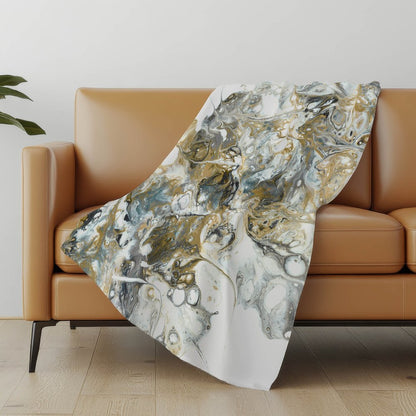 50" X 70" Gray And Ivory Abstract Polyester Woven Plush Throw Blanket
