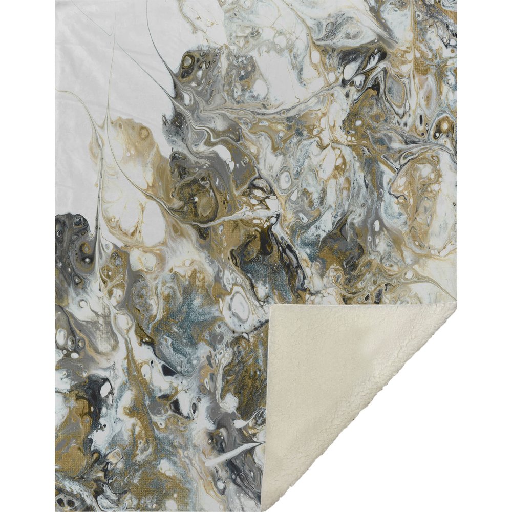 50" X 70" Gray And Ivory Abstract Polyester Woven Plush Throw Blanket