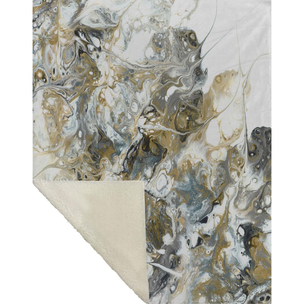 50" X 70" Gray And Ivory Abstract Polyester Woven Plush Throw Blanket