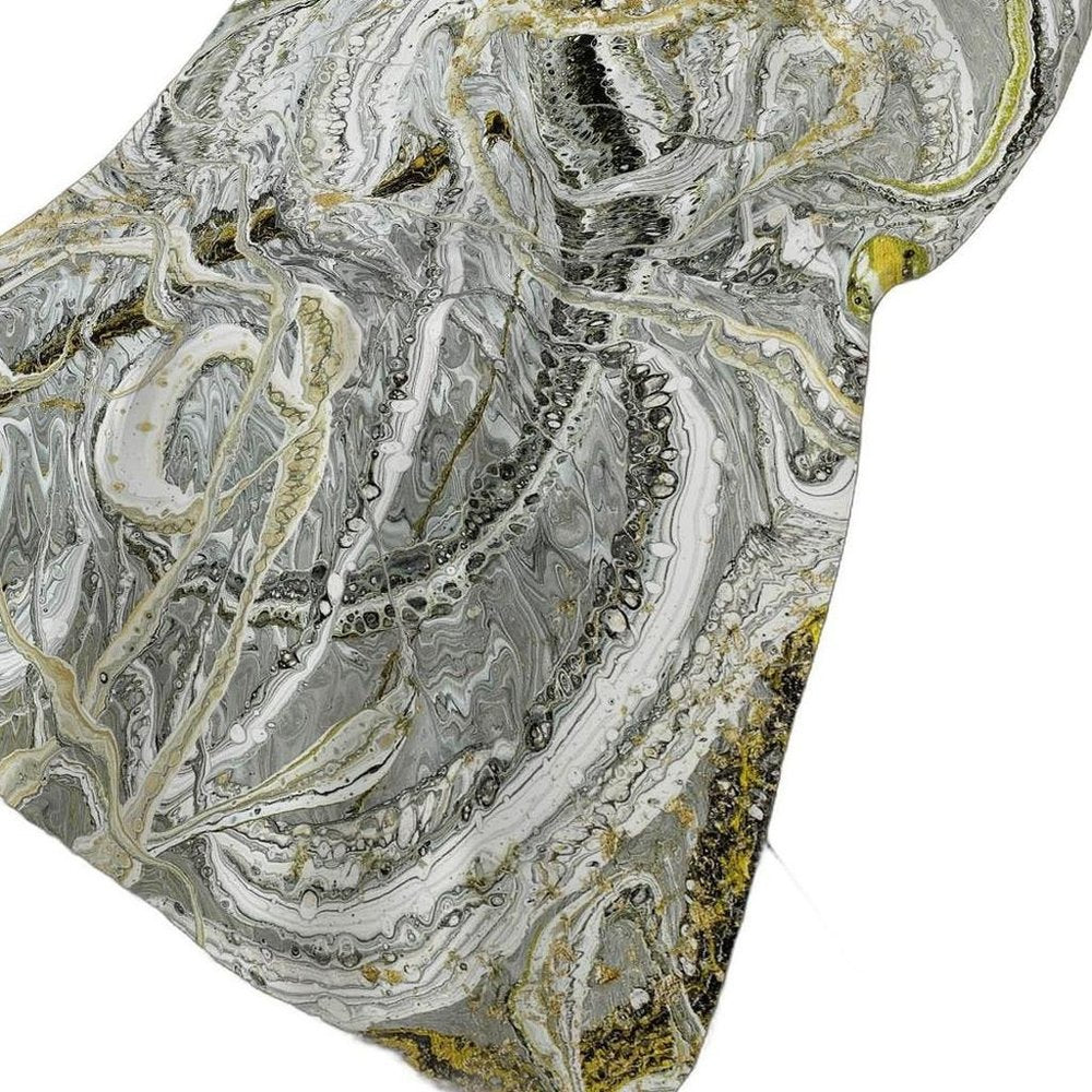 50" X 70" Ivory And Charcoal Abstract Polyester Woven Plush Throw Blanket