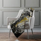 50" X 70" Ivory Black And Gold Abstract Polyester Woven Plush Throw Blanket