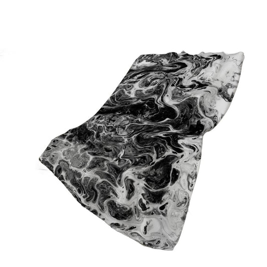 50" X 70" Ivory And Black Abstract Polyester Woven Plush Throw Blanket