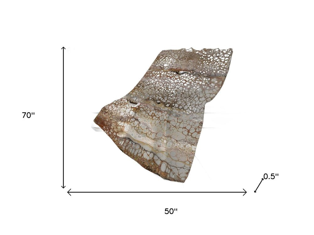 50" X 70" Chocolate And Ivory Abstract Polyester Woven Plush Throw Blanket