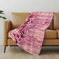 50" X 70" Pink And Ivory Abstract Polyester Woven Plush Throw Blanket