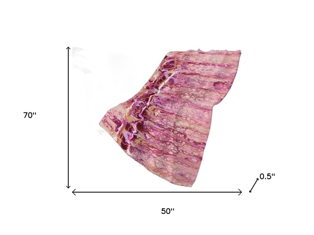 50" X 70" Pink And Ivory Abstract Polyester Woven Plush Throw Blanket