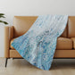 50" X 70" Teal And Ivory Abstract Polyester Woven Plush Throw Blanket