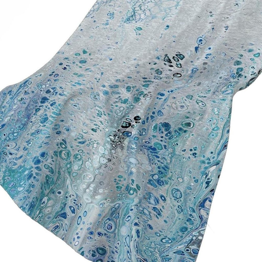 50" X 70" Teal And Ivory Abstract Polyester Woven Plush Throw Blanket