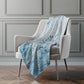 50" X 70" Teal And Ivory Abstract Polyester Woven Plush Throw Blanket