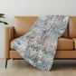 50" X 70" Ivory And Blue Abstract Polyester Woven Plush Throw Blanket