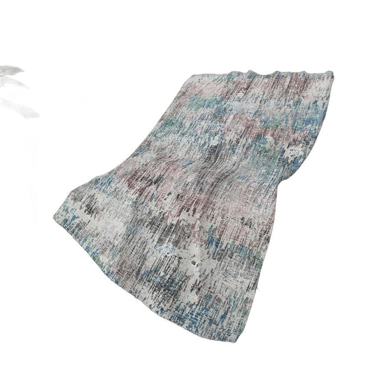 50" X 70" Ivory And Blue Abstract Plush Throw Blanket