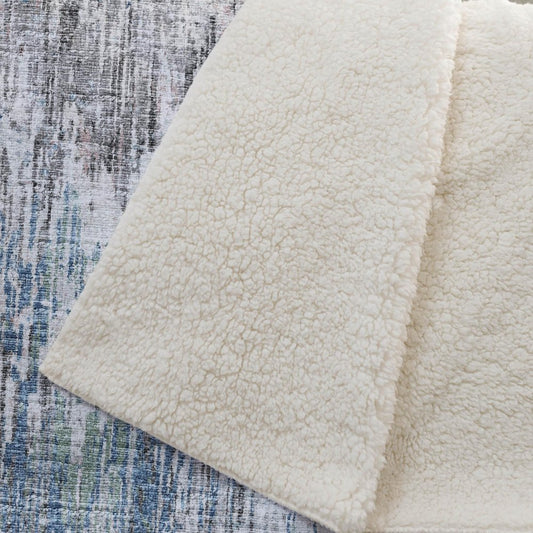 50" X 70" Ivory And Blue Abstract Plush Throw Blanket