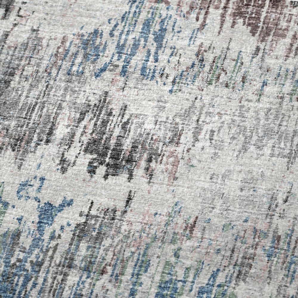 50" X 70" Ivory And Blue Abstract Plush Throw Blanket