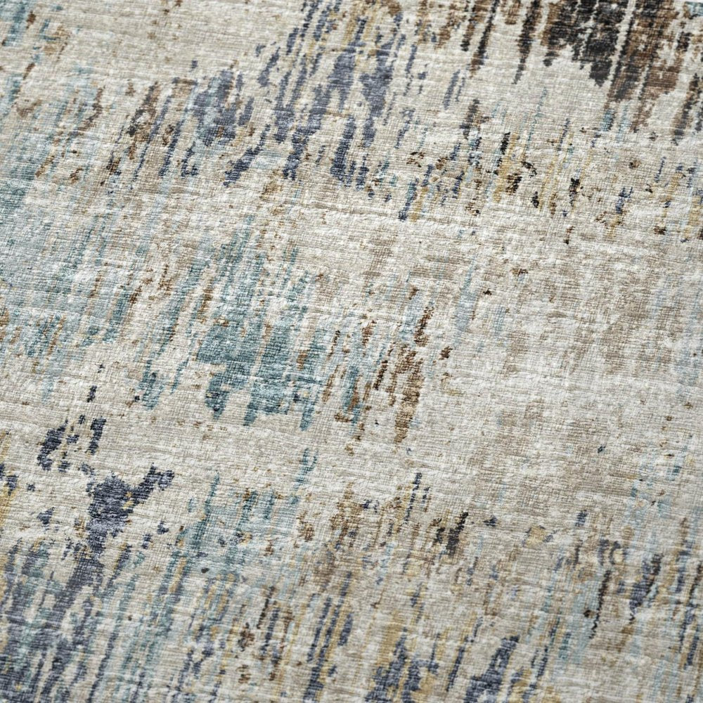 50" X 70" Beige Blue And Coffee Abstract Plush Throw Blanket