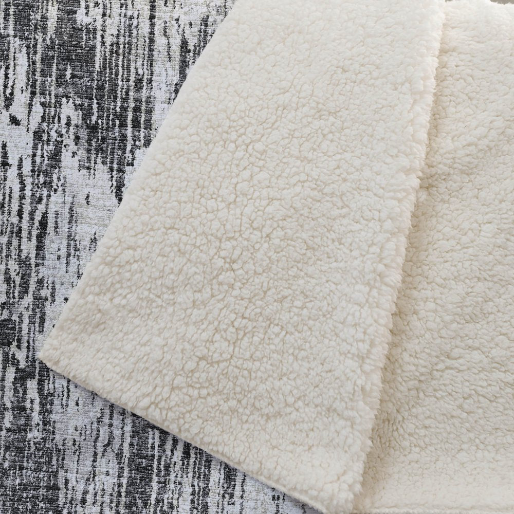 50" X 70" Gray And Silver Abstract Polyester Woven Plush Throw Blanket